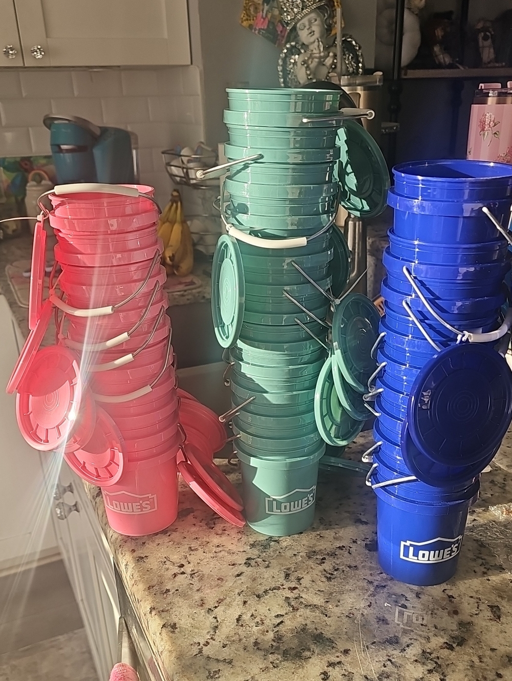 Stackable Plastic Mini Buckets - Pink, Teal, Blue